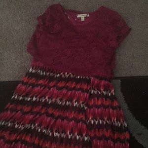 Purple red white black dress